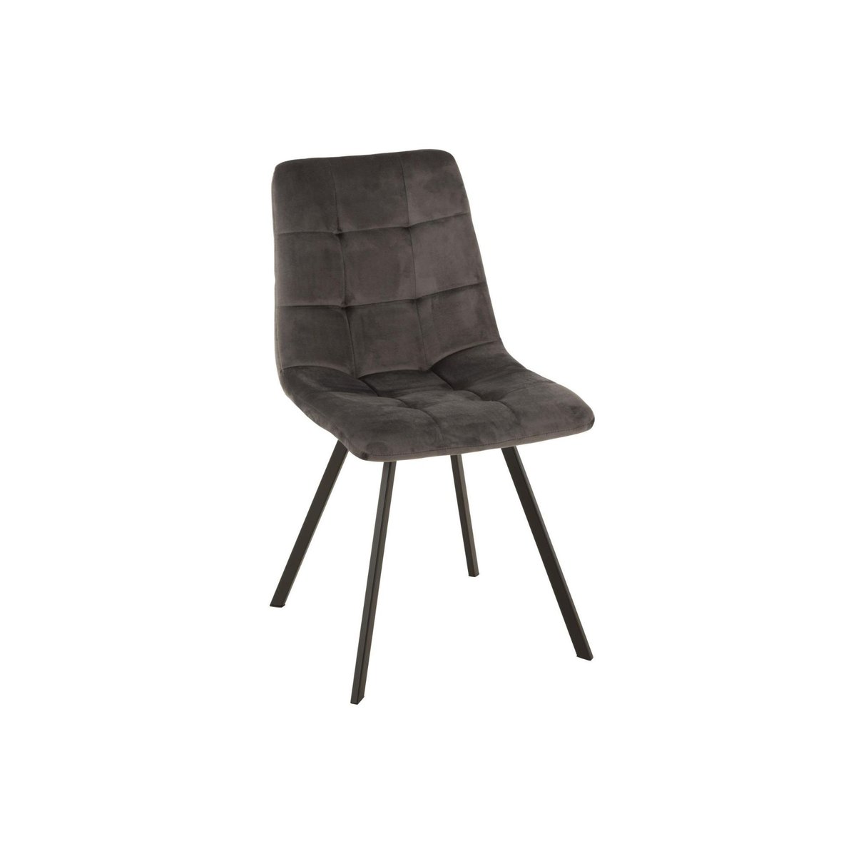 Chaises en velours peau de pêche et en métal (lot de 2) - OLIVIA gris, HELLIN, DEPUIS 1862