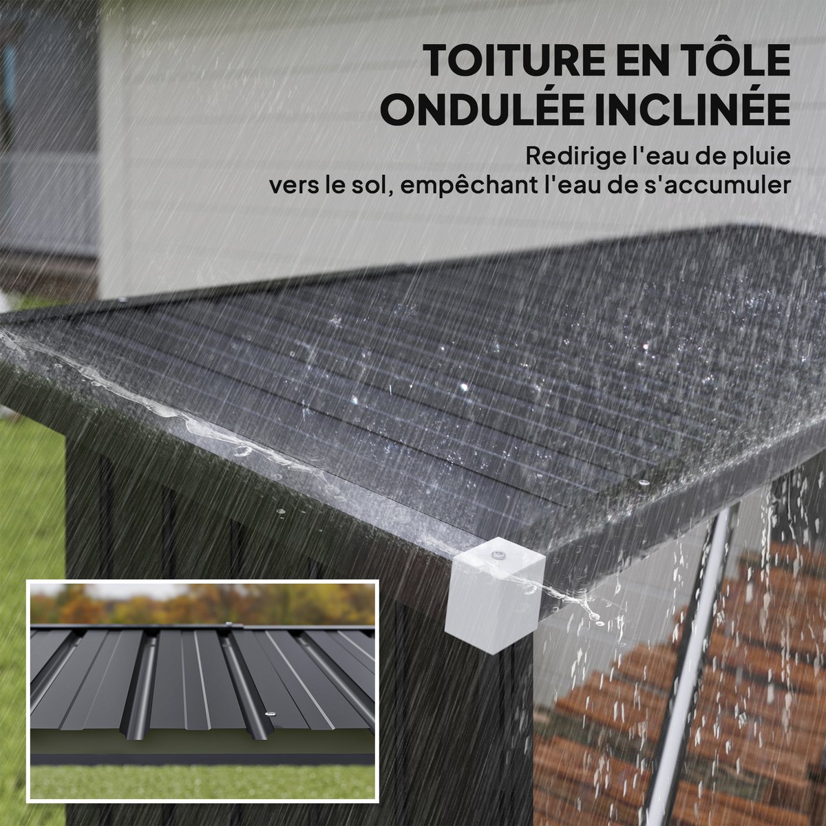 Abri pour le stockage du bois Acier galvanisé gris foncé, OUTSUNNY