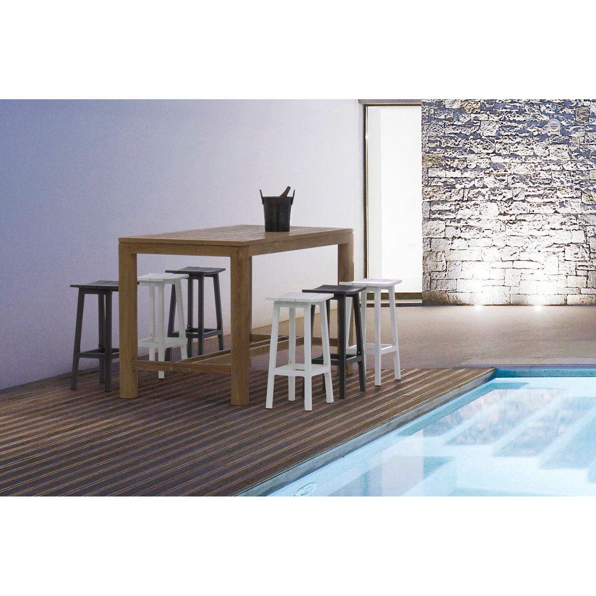 Tabouret de bar de jardin en métal blanc H71 - BAYONNE blanc, HELLIN, DEPUIS 1862