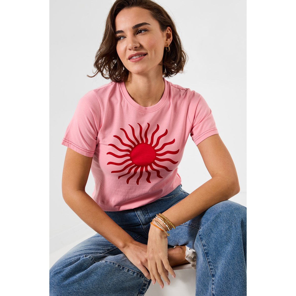 T-shirt à motif soleil rose, JOE BROWNS