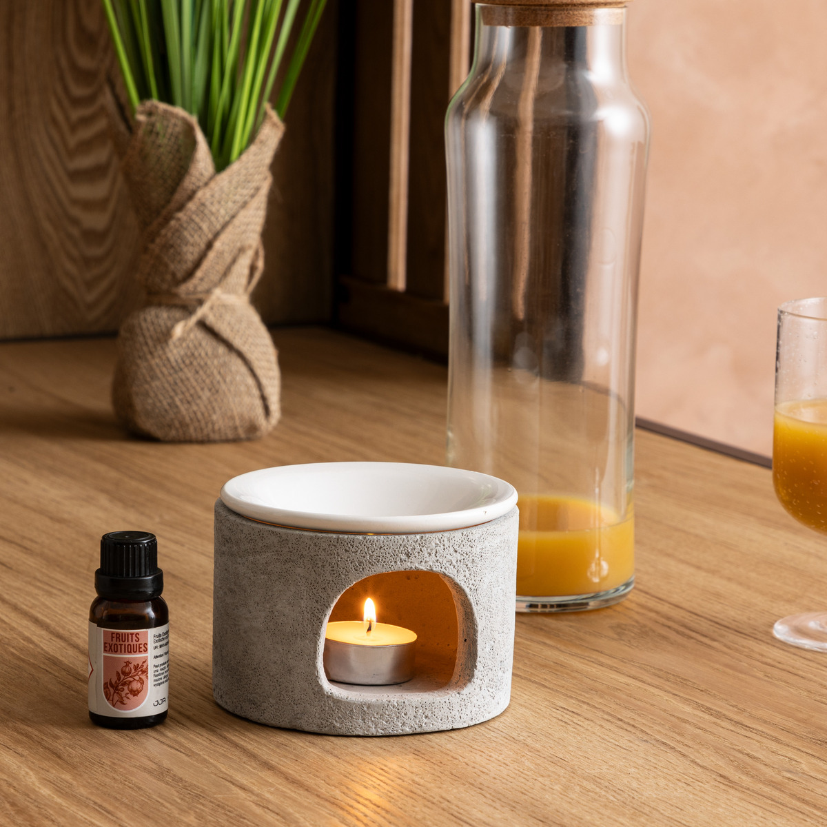 Brûle-parfum OLIOA gris, ATMOSPHERA