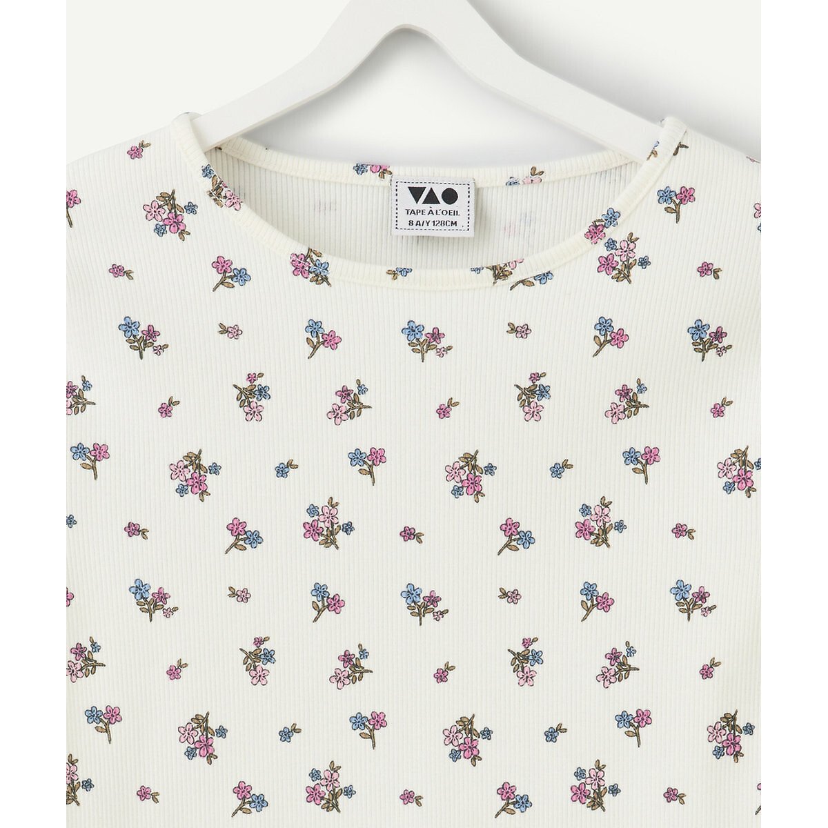 T-shirt in ribtricot met lange mouwen en bloemenprint bloemenprint, TAPE A L'OEIL