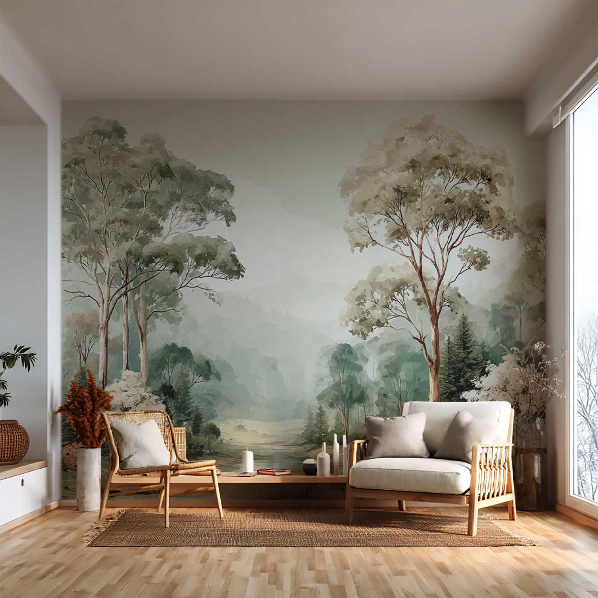 Papier peint forêt Eucalyptus Sauvage vert, HEXOA