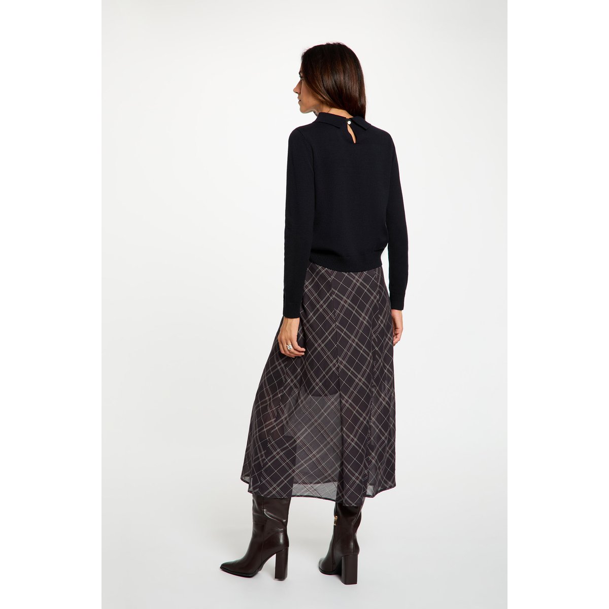 Jupe midi taille haute multicolore, MORGAN
