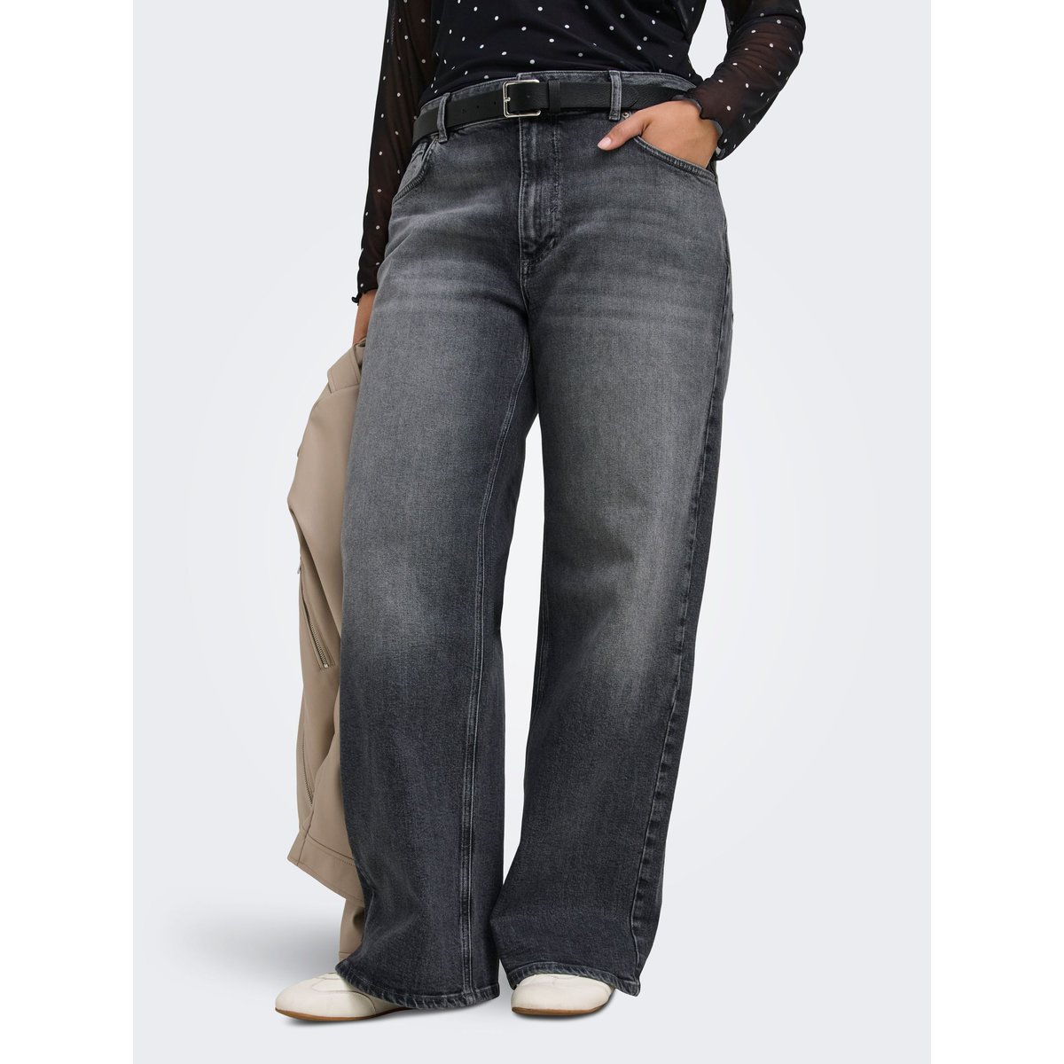 Jean À Jambe Large dark grey denim, ONLY CARMAKOMA