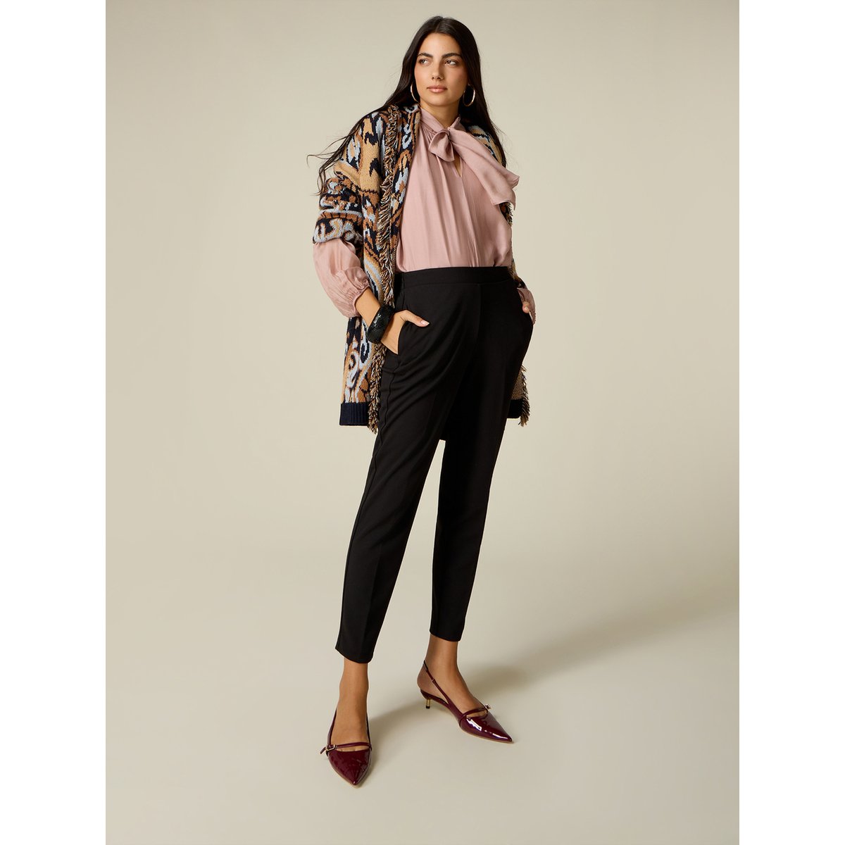 Pantalon coupe droite marron, OLTRE