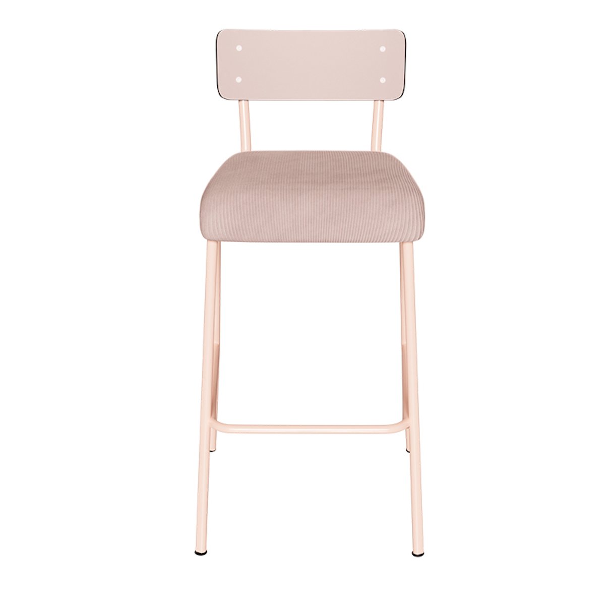 Chaise haute de salle à manger en velours côtelé style vintage SUZIE rose poudré, LES GAMBETTES