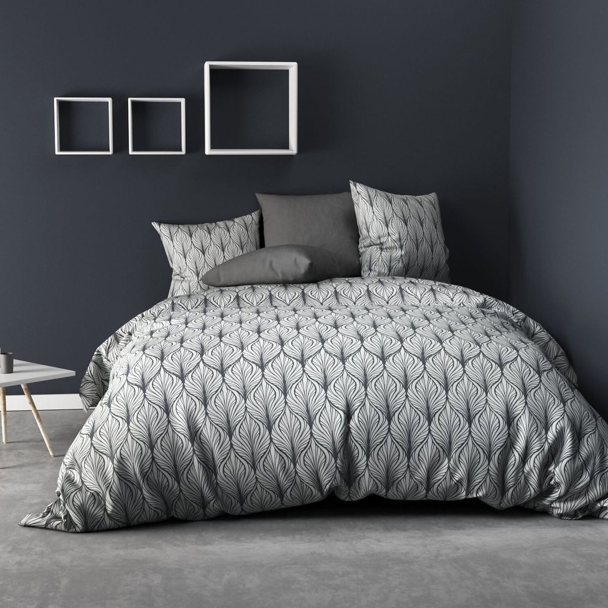 Parure housse de couette en microfibre, MUCHA gris, C DESIGN HOME TEXTILE