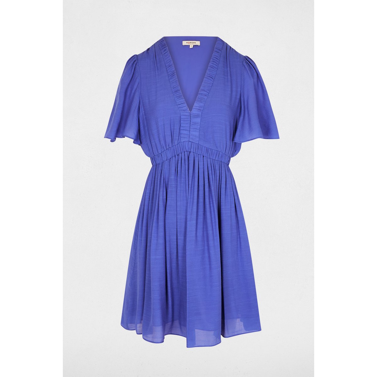 Robe courte plissée bleu, MORGAN