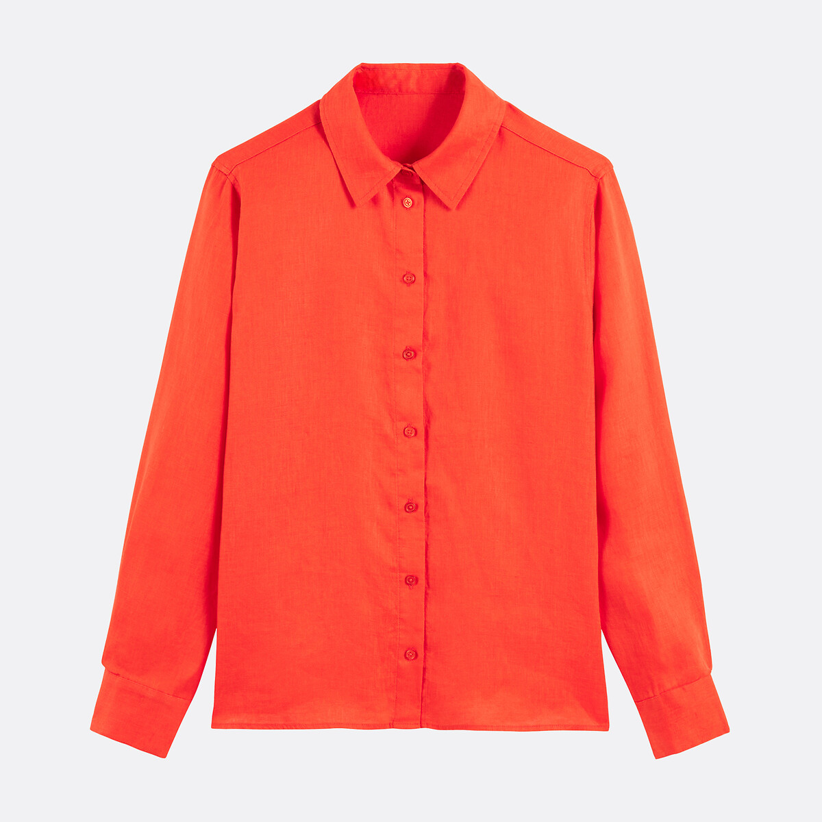 Chemise manches longues en lin orange foncé, LA REDOUTE COLLECTIONS