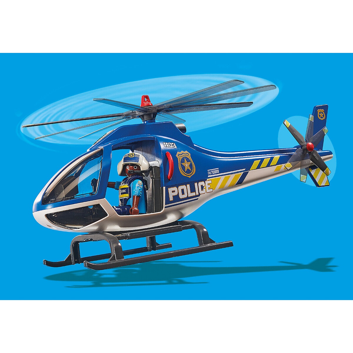 Hélicoptère De Police Et Parachutiste multicolore, PLAYMOBIL