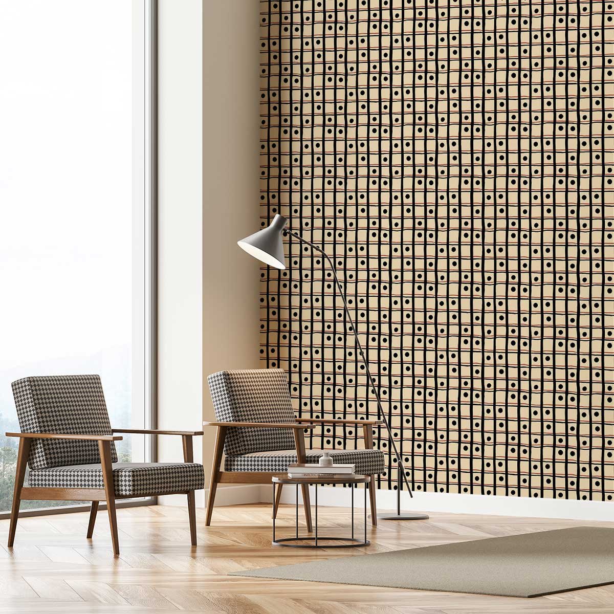 Papier peint carreaux rond intissé, HEXOA
