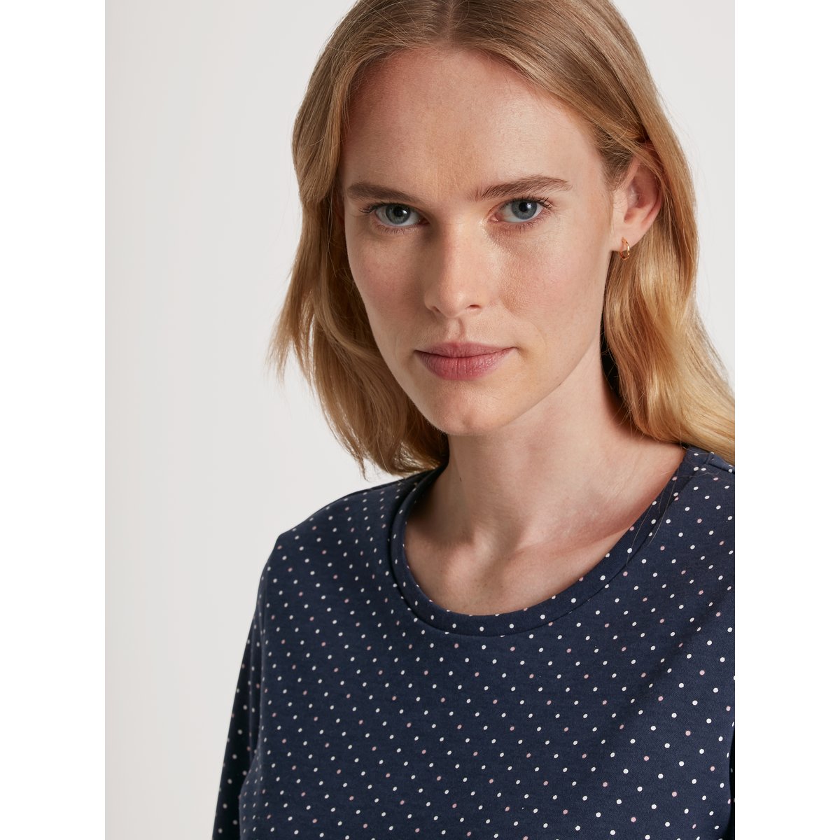 Chemise de nuit manches longues Coton MIDNIGHT DREAMS bleu paon, CALIDA