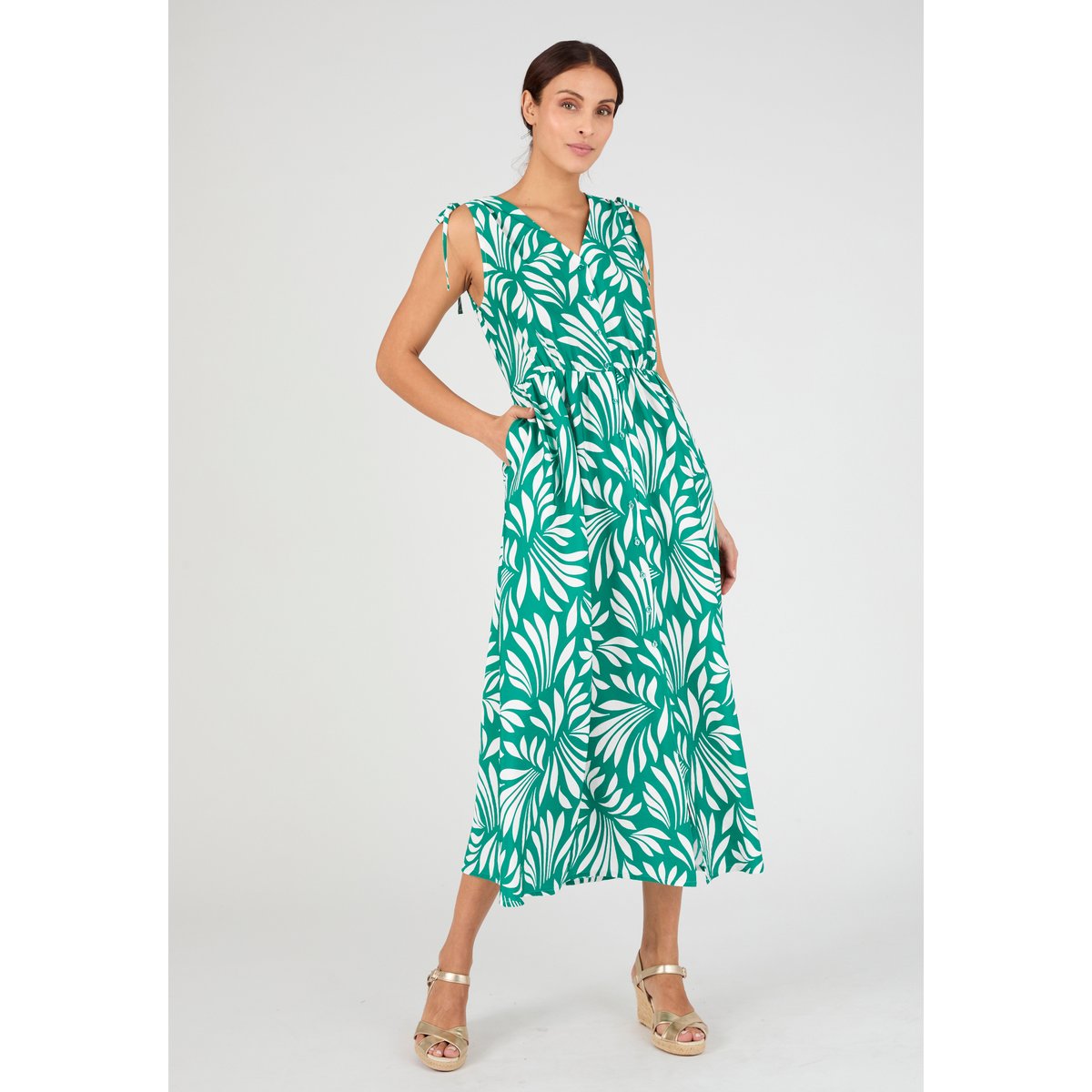 Robe longue sans manches Climatyl vert feuillage, DAMART