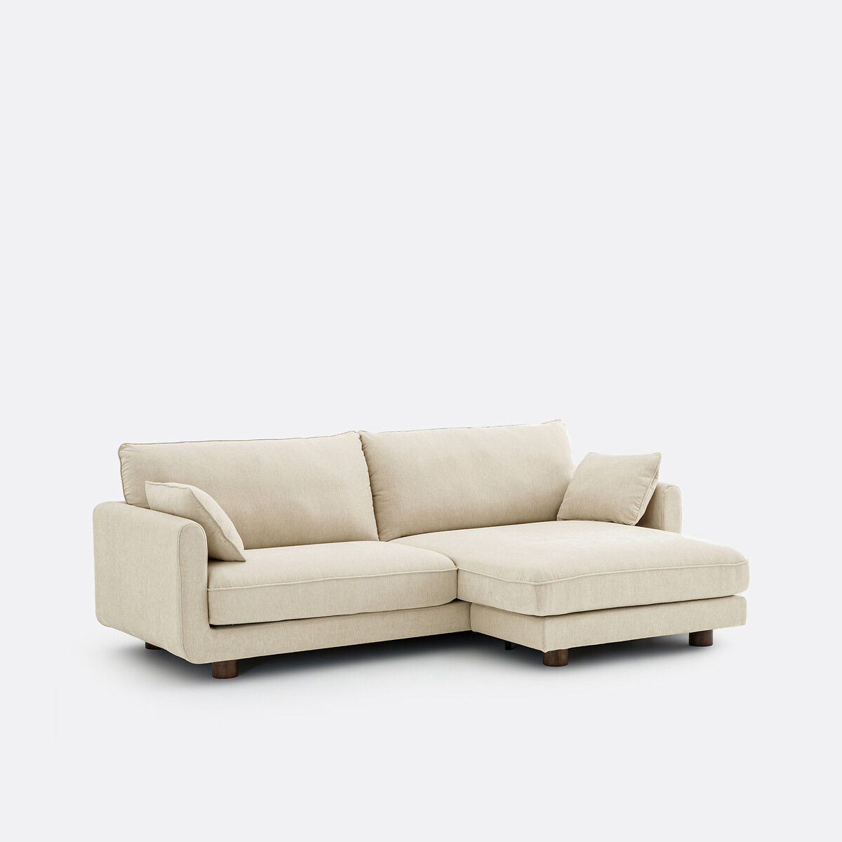 Canapé d'angle réversible, 3 places, en polyester chiné, EMILIO beige, LA REDOUTE INTERIEURS