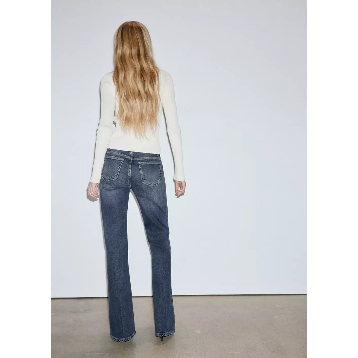 Jean flare taille haute bleu foncé, MANGO