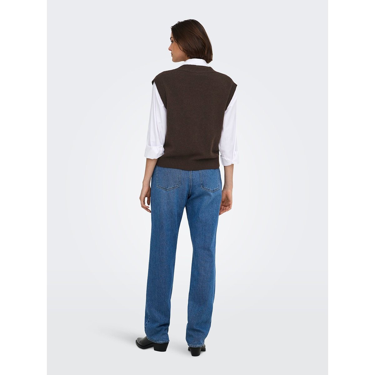 Sleeveless V-Neck Cardigan dark brown, JDY