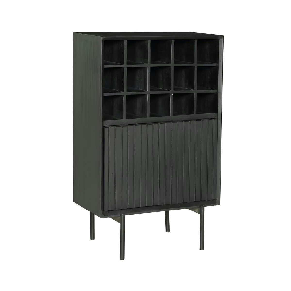 Minibar de salon en bois 1 porte CORTINA noir, PIER IMPORT