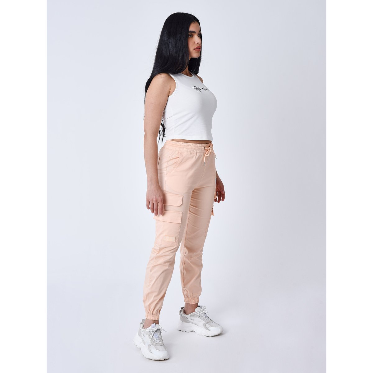 Pantalon à poches multiples orange pastel, PROJECT X