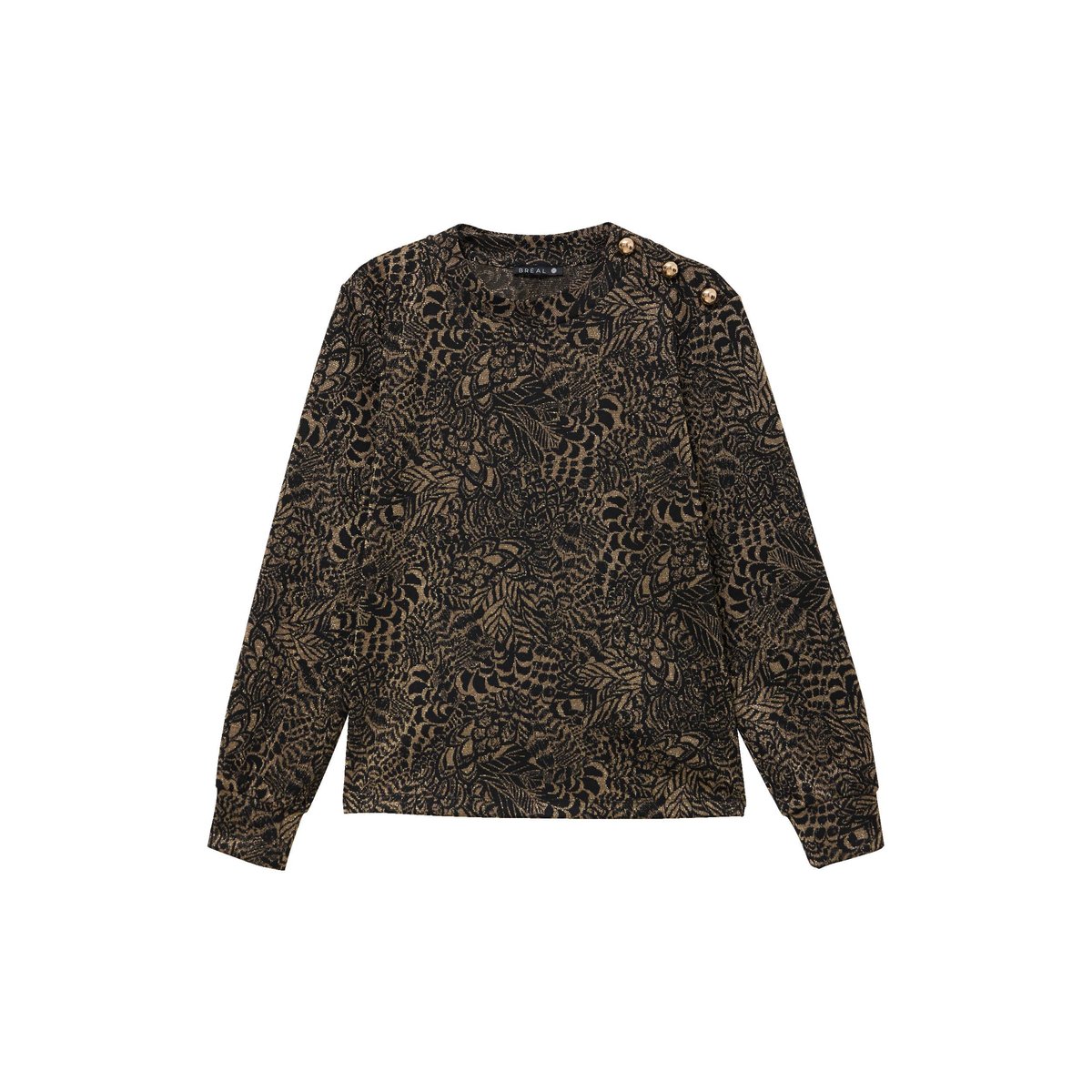 Sweat manches longues col rond brillant vert kaki, BREAL