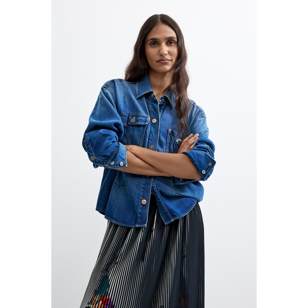 Jupe midi texture arty noir, DESIGUAL
