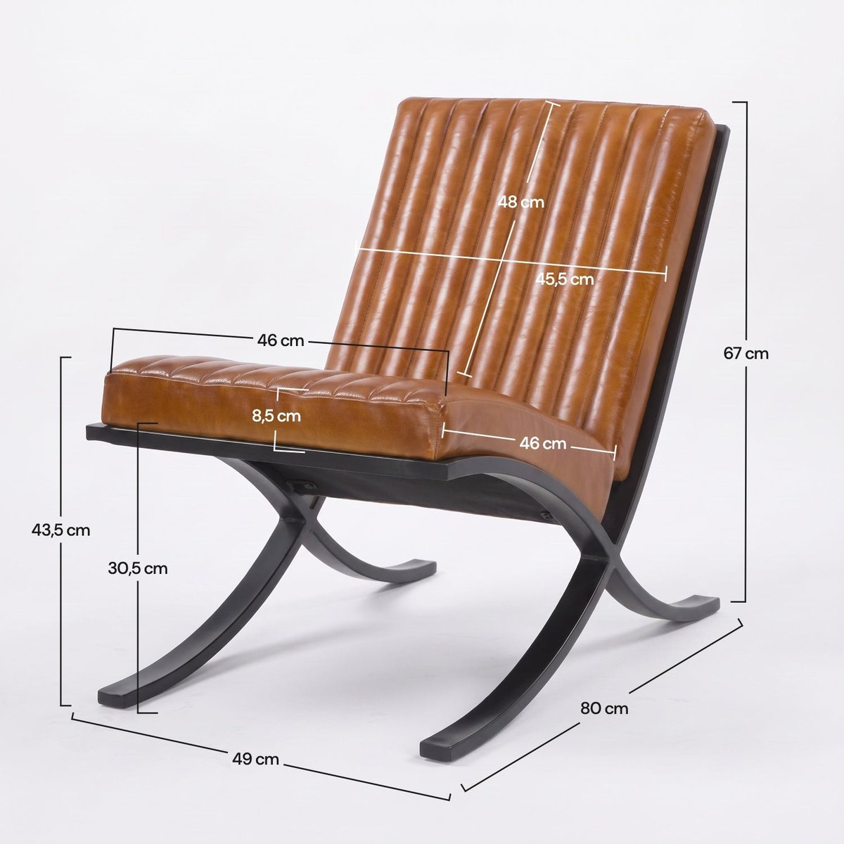 Fauteuil en cuir de buffle - GUSTAVE marron, MAISON PAVANE