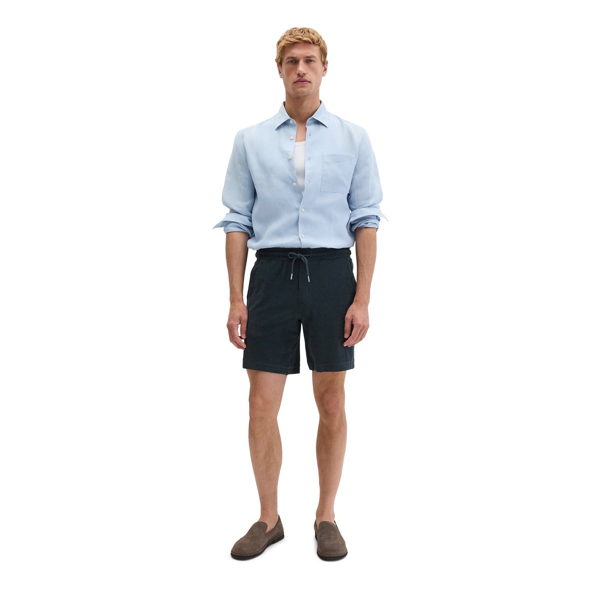 Short en éponge regular en pur coton bio bleu foncé, MARC O'POLO