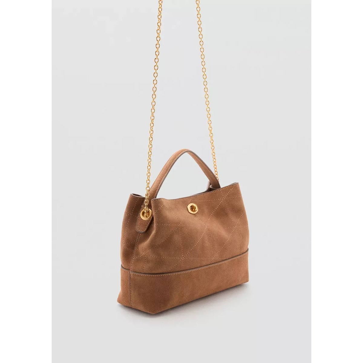 Sac seau cuir marron moyen, MANGO