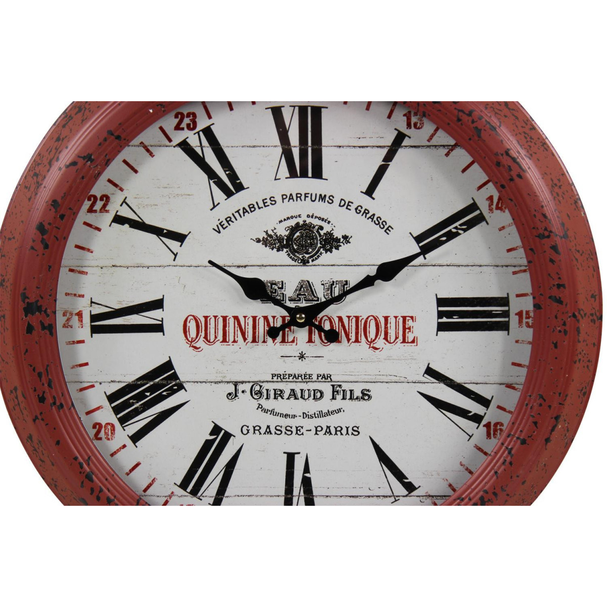 Horloge ancienne murale eau quinine tonique blanc, DECORATION D’AUTREFOIS