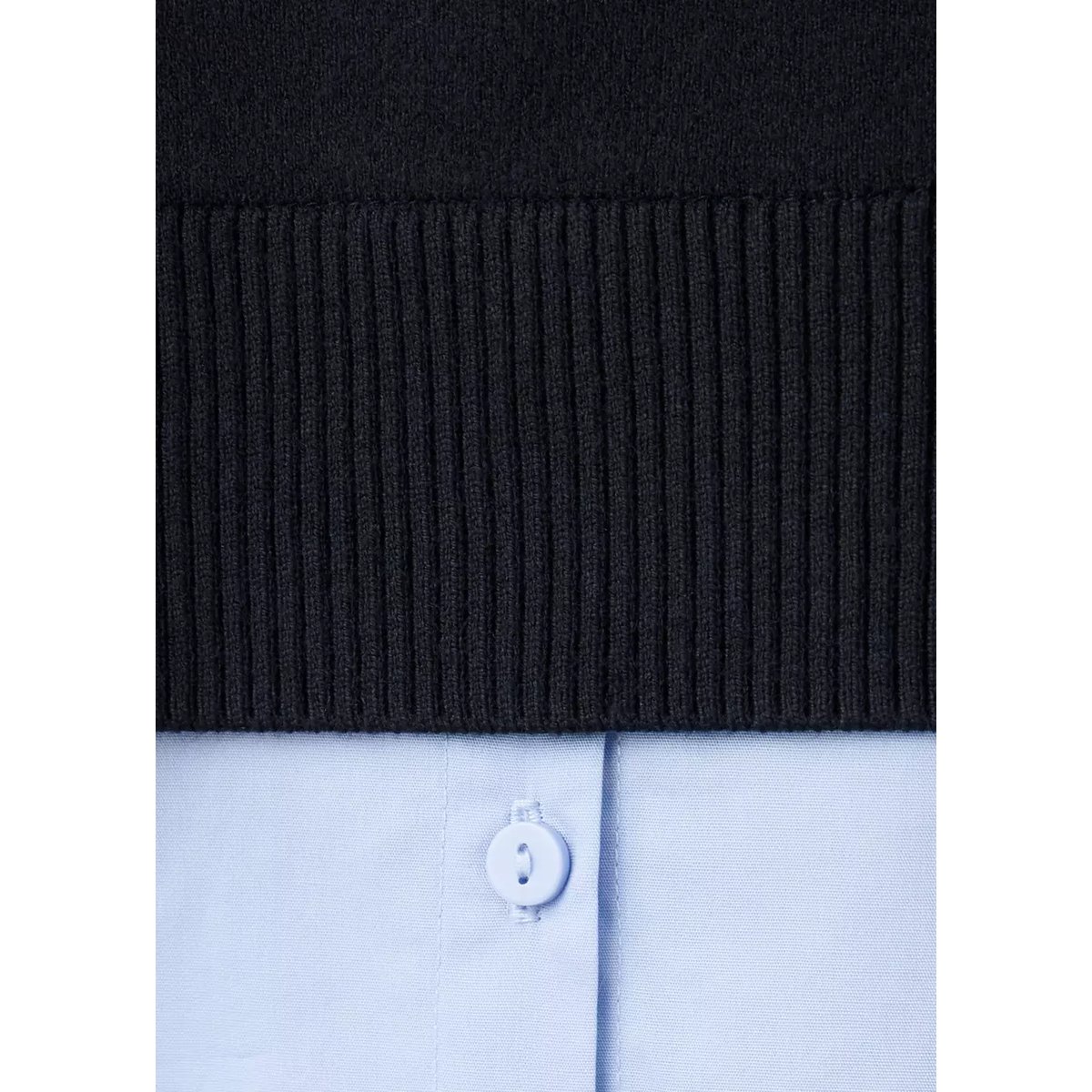 Pull en maille superposition chemise bleu marine foncé, MANGO