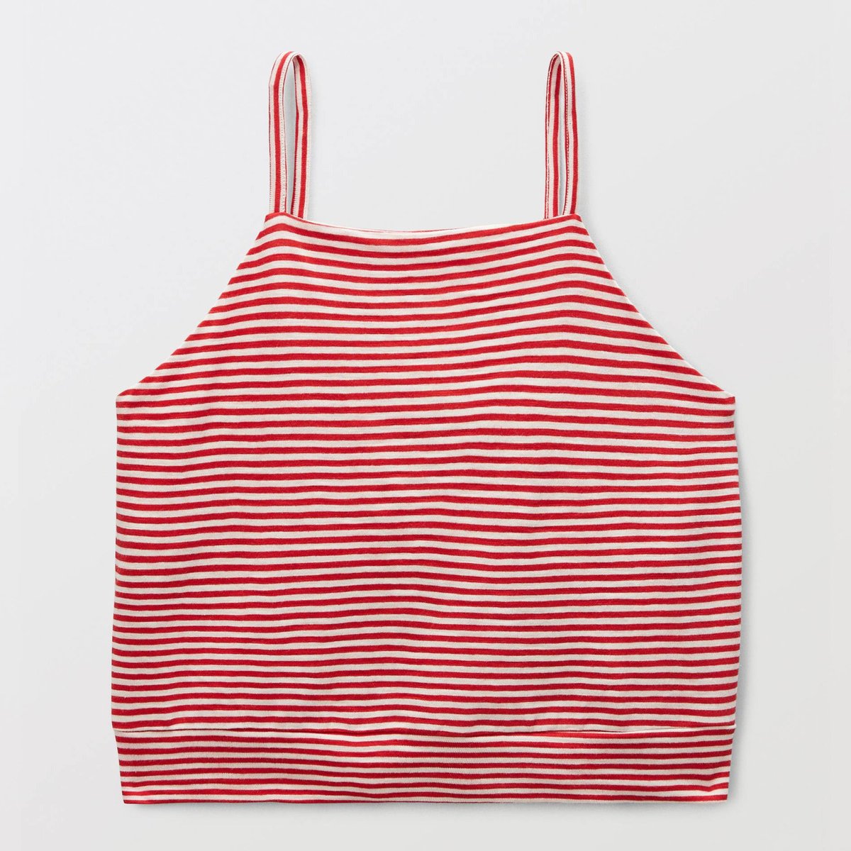 T-shirt crop à bretelles rayé rouge, MONOPRIX