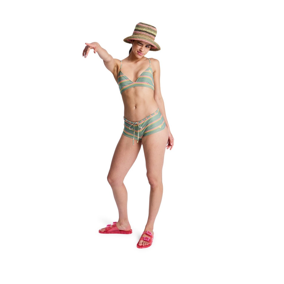 Bas de maillot de bain culotte bikini Shorty OCEAN DREAMER CLASSIC SHORTY. vert oil green say it with stripes, ROXY