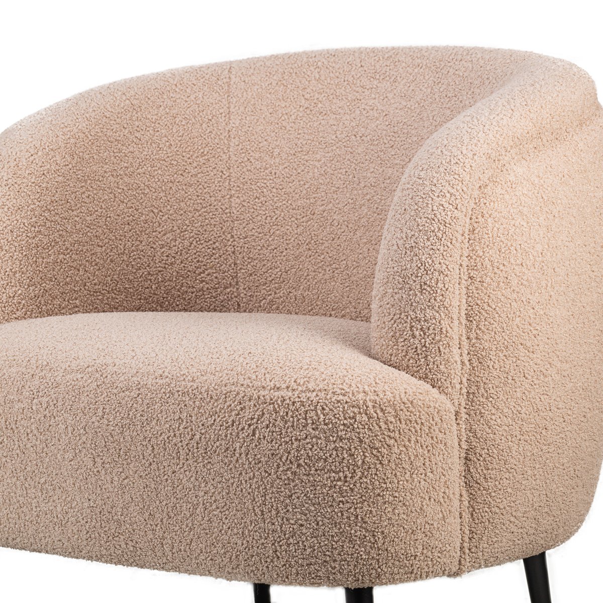 Fauteuil de salon, métal et bouclette, SVEN beige, NORDLYS