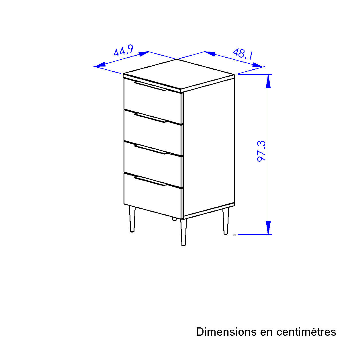 Chiffonnier 4 tiroirs marron, GAMI