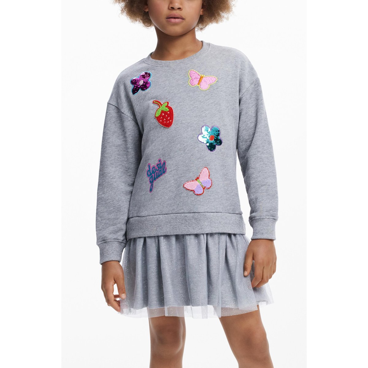 Robe jupe en tulle à motifs gris, DESIGUAL