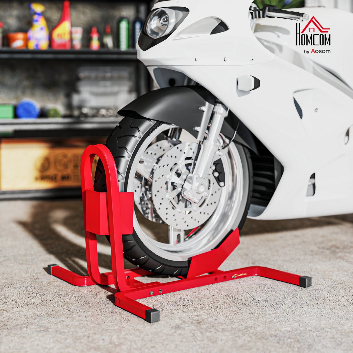 Cale de roue pour moto Métal Rouge rouge, HOMCOM