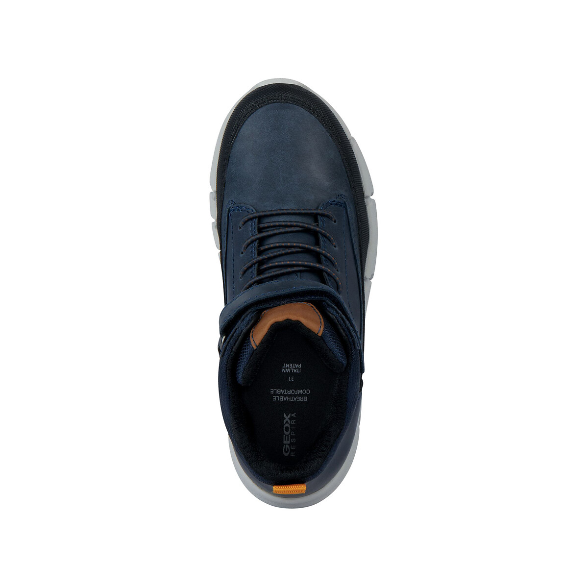 Kids Flexyper Breathable High Top Trainers with Touch 'n' Close Fastening navy blue, GEOX