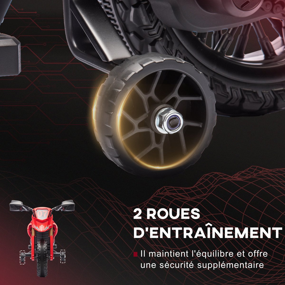 Moto électrique à conducteur assis Plastique rouge, AIYAPLAY