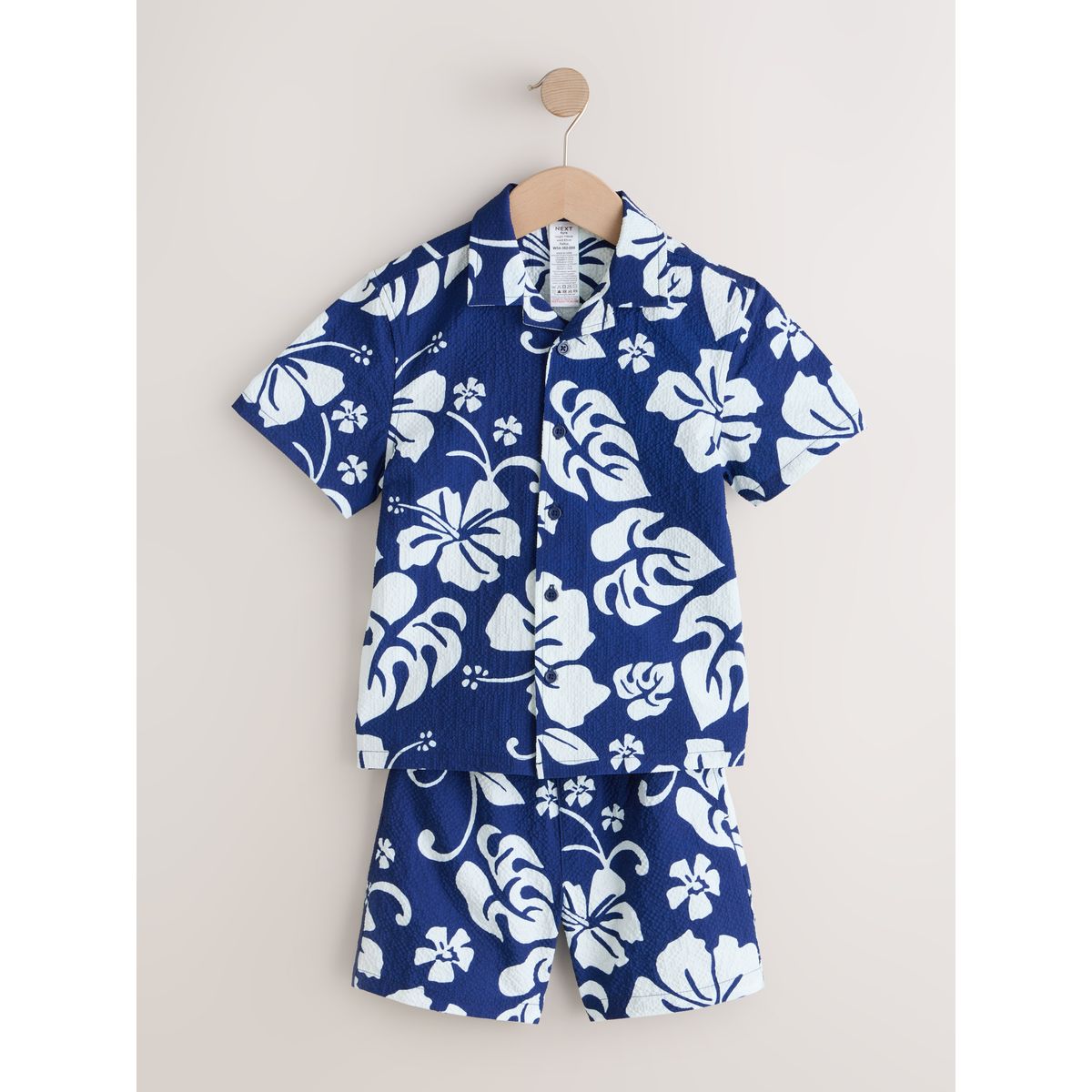 Ensemble short de bain et chemise imprimé hawaïen marine, NEXT