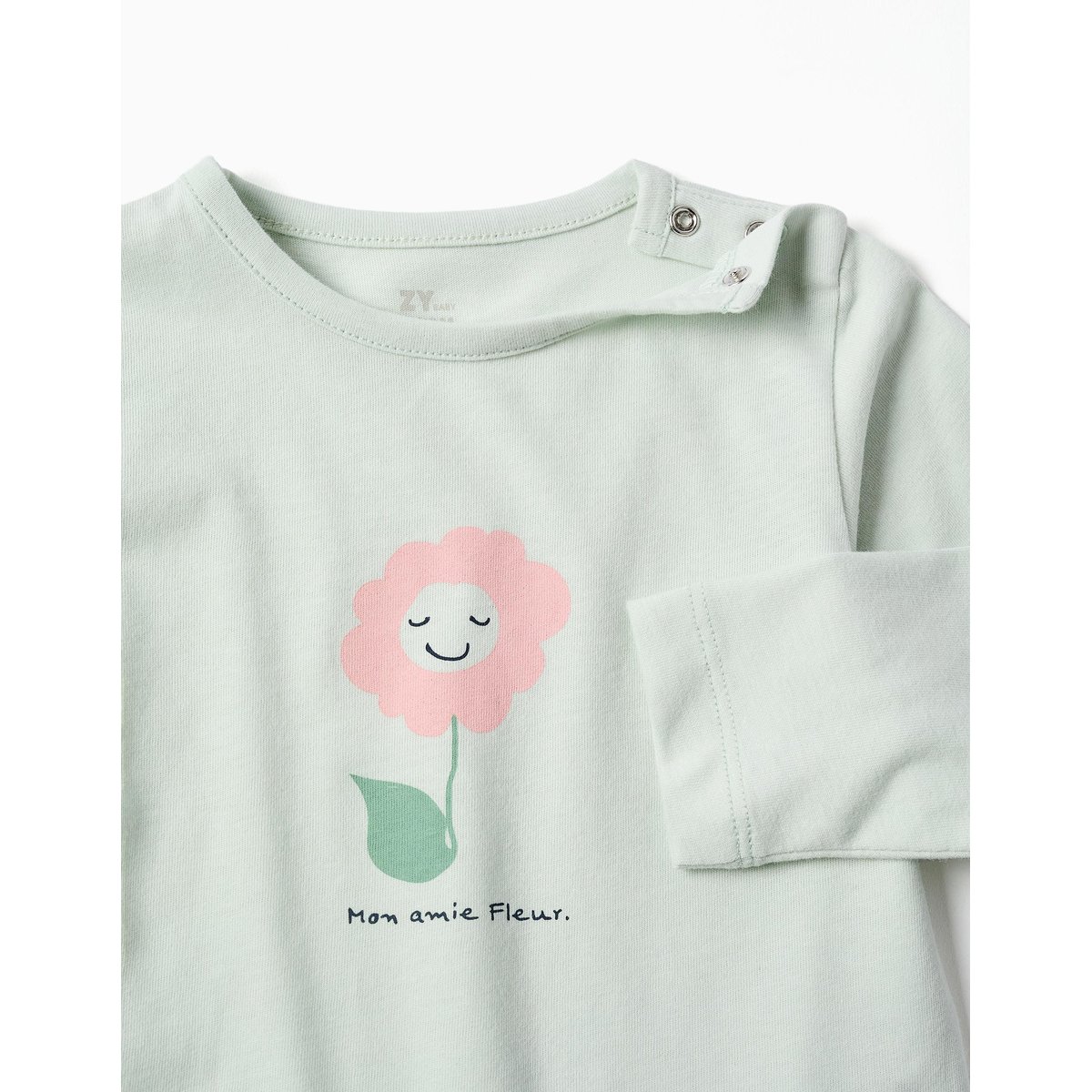 Pyjama à manches longues avec imprimé de fleurs vert, ZIPPY