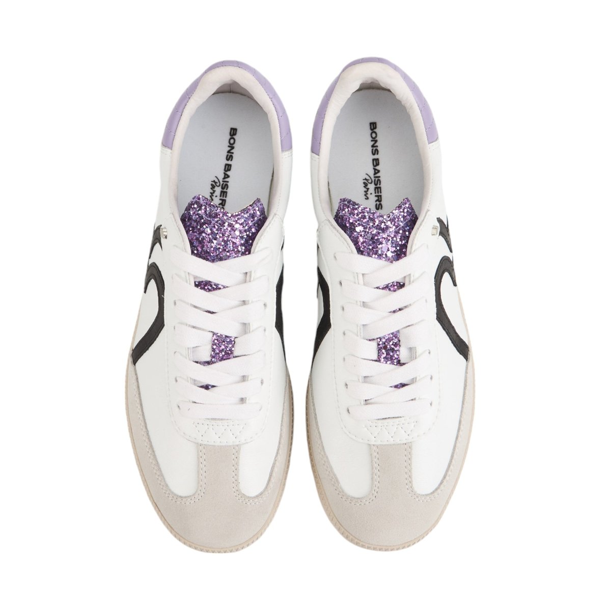 Baskets En Cuir Billie  Lila Glitter blanc, BONS BAISERS