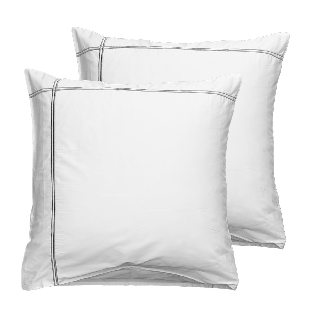 Parure housse de couette satin + 2 taies 65x65 cm PAVILLON ROYAL blanc/gris, SENSEI MAISON
