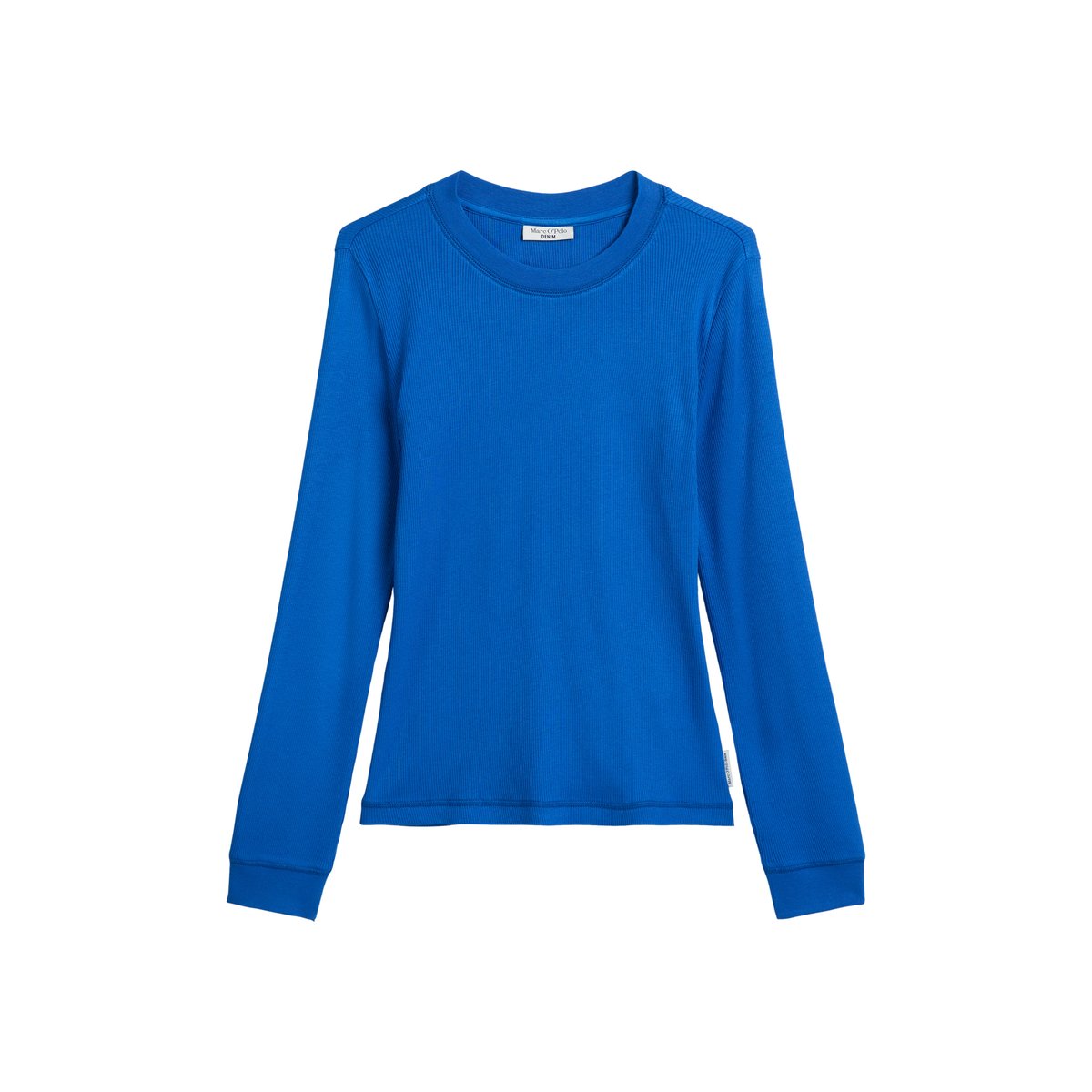 T-shirt long slim en doux jersey stretch coton bio modal bleu moyen, MARC O’POLO DENIM