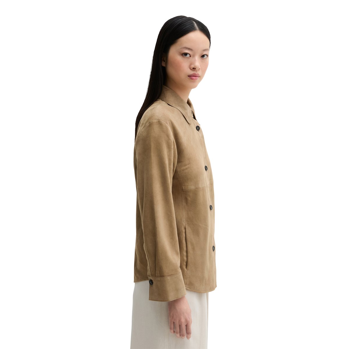 Survêtement en cuir régulier en cuir de chèvre velours doux marron, MARC O'POLO