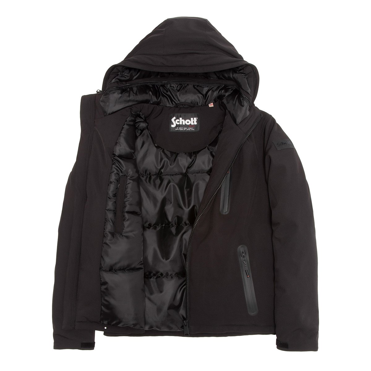 Parka technique à capuche noir, SCHOTT