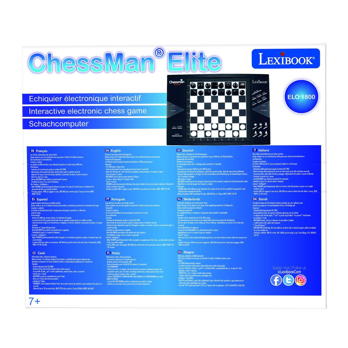ChessMan Elite, jeu d'échecs électronique noir, LEXIBOOK