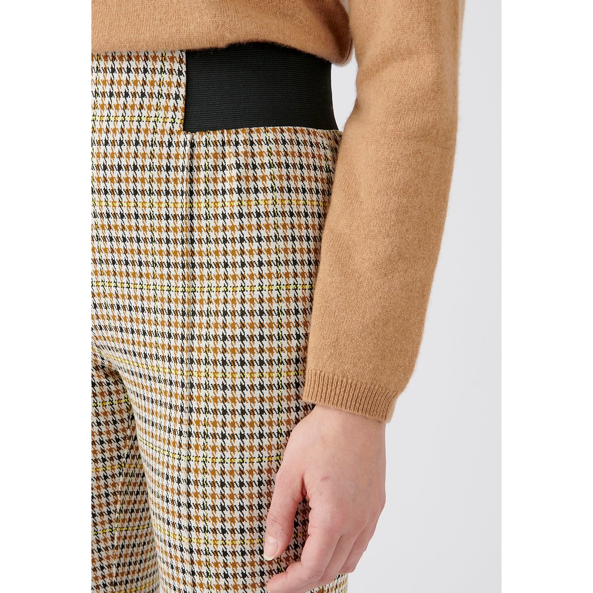 Pantalon maille milano uni ou carreaux blanc jaune carreaux, DAMART