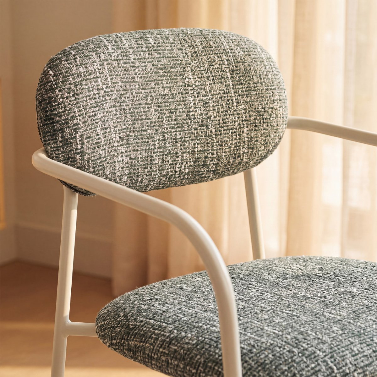 Lot de 2 fauteuils de table en tissu pieds métal- ANATOLE vert, DRAWER