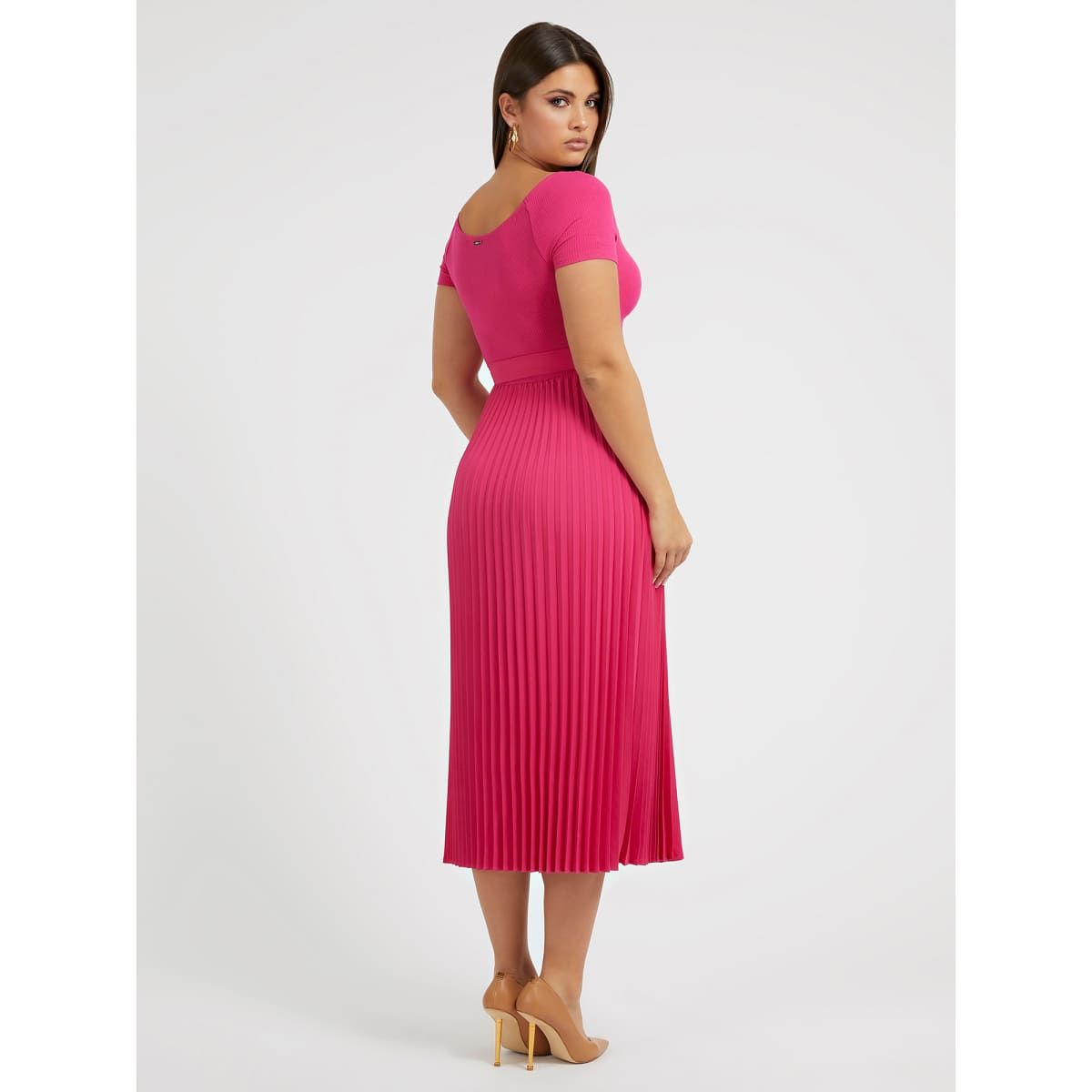 GUESS Robe pull plissée fuchsia, GUESS