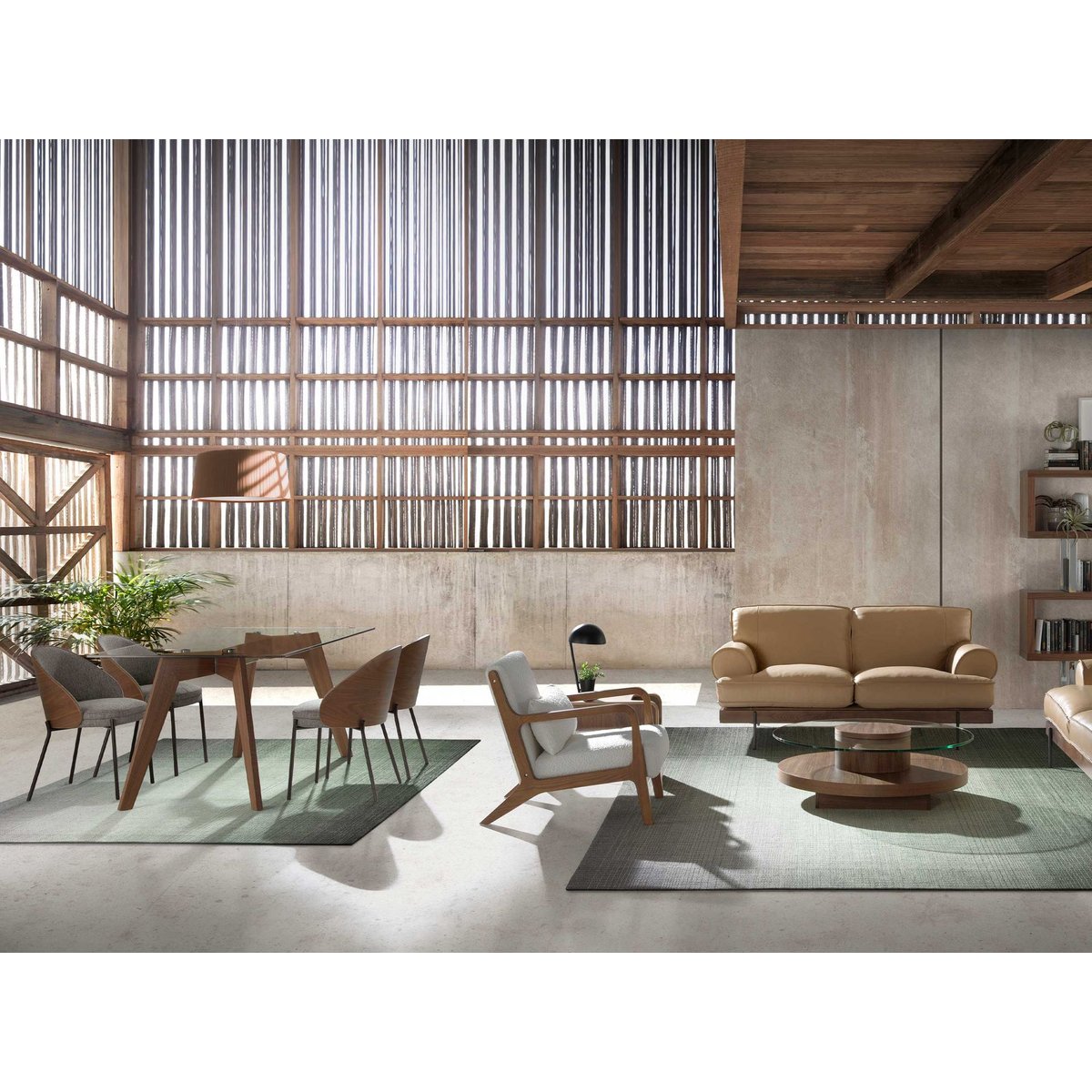 Chaise en tissu et noyer gris | noyer | noir, ANGEL CERDA